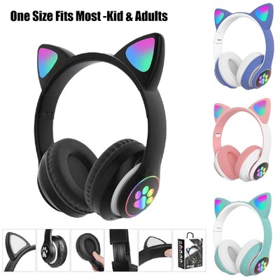 Drahtlose Katze Ohr Kopfhörer Bluetooth Headset LED Lichter Kopfhörer für Kinder