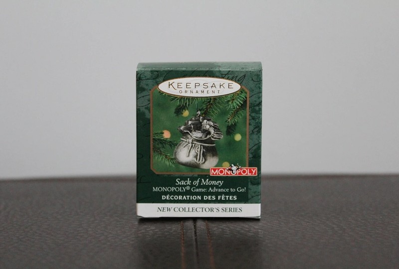 Hallmark Keepsake Ornament Miniature 2000 Pewter Monopoly Sack of Money 