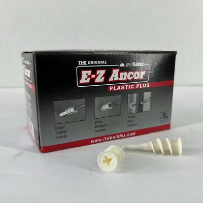 E-Z Ancor Twist-N-Lock Self-Drilling Nylon Drywall Anchor THE ORIGINAL 100 PACK