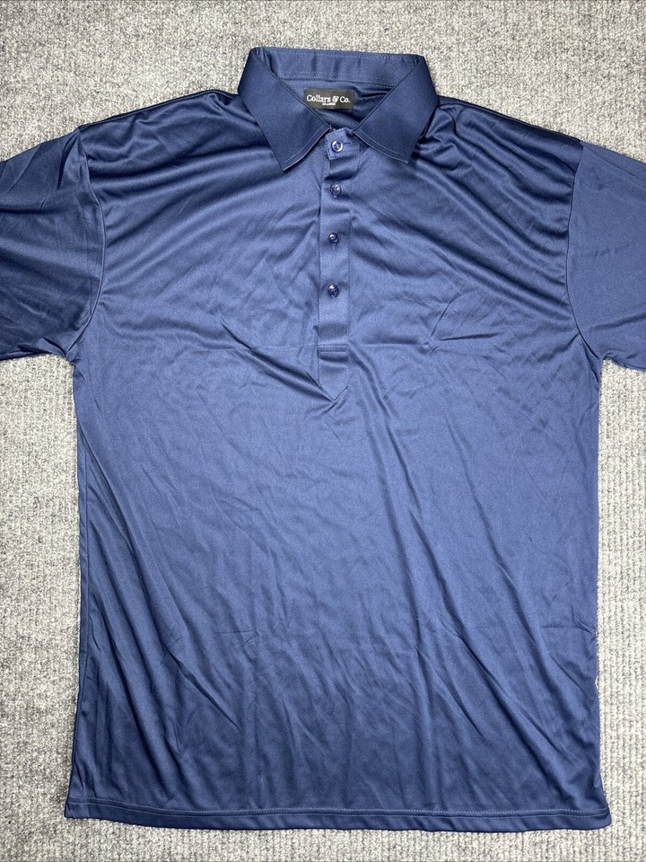 NWOT Collars and Co Collar Polo Golf Shirt Mens 2XL Dark Blue Solid
