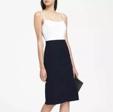 NWT Banana Republic Dress - White & Navy - Bi Stretch Sheath Dress- V Neck Sz 6