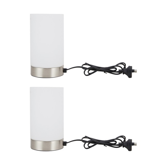 2x Glass Touch Lamps Table Nightstand Bedside Side Reading Round Lightning Globe For Sale Online