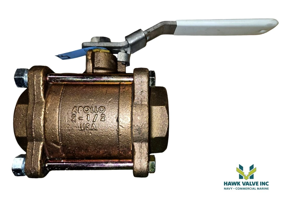 2-1/2" BRONZE 3-PC FULL PORT APOLLO BALL VALVE 82LF-149-27 - Image 3 of 4