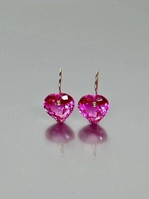 Heart Pink Sapphire 925 Silber Tropfenohrringe Geschenk Schmuck Für Valentinstag - Bild 1 von 4