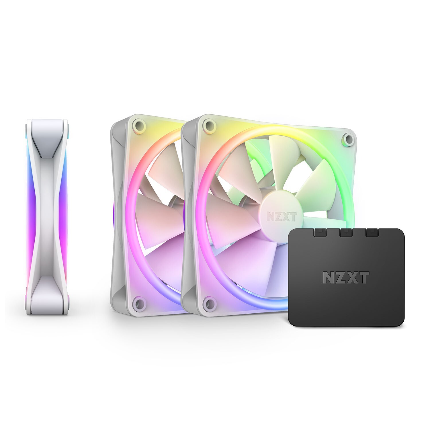 NZXT F120 RGB Duo Triple Pack - 3x 120mm RGB Fans + Hub - White | Three 120mm dual-sided RGB fans with controller. 20 addressable LEDs each, balanced performance, CAM-synced RGB. - Image 5