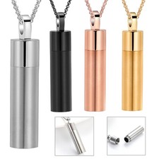 Stainless Steel Cylinder Urn Pendant Cremation Jewelry for Ashes Memory Necklace