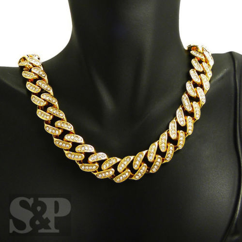 Hip Hop TEAR DROP Pendant & 12mm 18 Full Iced Cuban Choker Chain