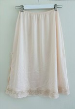 Vintage Vassarette Satin Slip Skirt / Side Slit, Pink, S labeled:MED L 