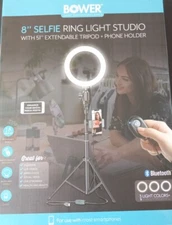 📫Bower 8" Selfie Ring Light Studio W/51" Extendable.Tripod  Phone Holder  Lot#Q