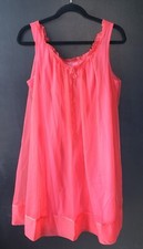 Vtg Vanity Fair Pink Raspberry Lace Short Nightie Nightgown Baby Doll Sz M USA