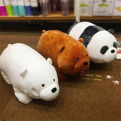 We Bare Bears Panda Plush Doll Animal Cute Grizzly Ice Bear Lying