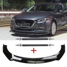For Mazda 3 Sedan Hatchback Black Front Bumper Body Kit Spoiler Lipstrut Rods