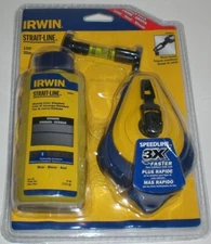Irwin 64494LP Strait-Line 100' Chalk Line Reel Combo Set With Chalk & Line Level