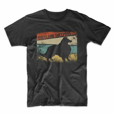 Men's Shetland Sheepdog Shirt - Retro Style Sheltie Silhouette Dog Owner T-Shirt