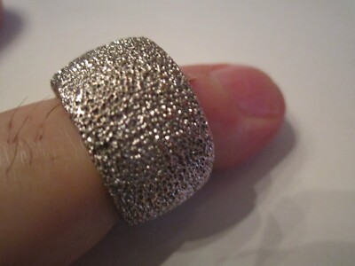 HEAVY SILVER PLATED RING - SPARKLING RING - FASHIONABLE - SIZE 7