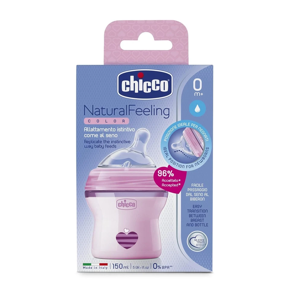 Biberón Chicco Baby Leche y Agua Color Rosa 150ml Capicity Foto 4 de 4