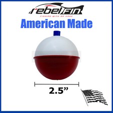 2.5" inch ROUND - Red & White - Fishing Bobber Float - 3 to 250 Count Pack