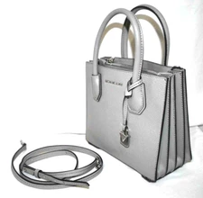 Michael Kors Mercer Medium Accordion Messenger Bag, Pearl Grey $278