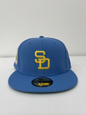 New Era Hat Club San Diego Padres MLB Sky Blue Fitted Cap Hat 7 3/8