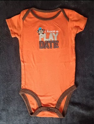 Shirt 9 months New Boys Carters I have a play date monkey orange