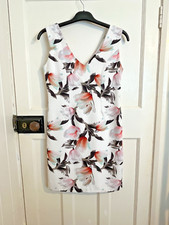 Simon Jeffrey Dress Bodycon Sleeveless White Floral Size 10