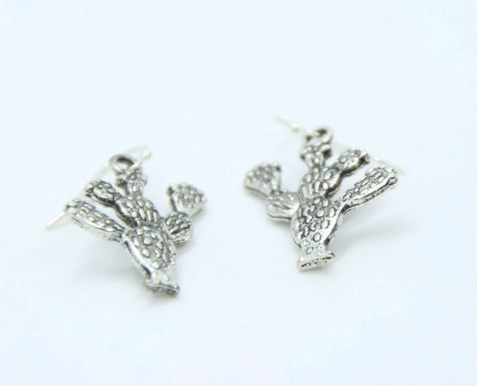 仙人掌植物小饰品耳环 925 纯银钩锡饰品 1 1/4 — 第 2/3 张图片