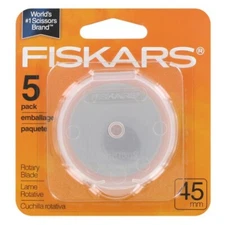 FISKARS 5-PK 45mm ROTARY BLADE for CUTTERS Premium Steel Long-Lasting Sharpness
