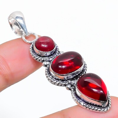 Red Carnelian Gemstone Handmade 925 Sterling Silver Jewelry Pendant Size 1.75''