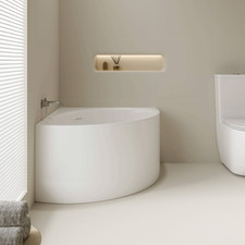 1000/1200*630mm Mercio Stanford Gloss White Acrylic With Overflow Corner Bathtub