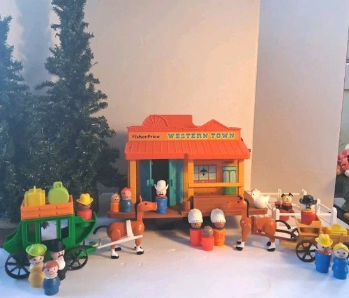 Vtg Fisher Price Western Town; Large Lot/Collection of Set; Extras+++; EUC/Mint