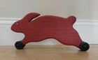 Wooden Bunny on wheels Hand Painted Home Decor — photo 1