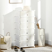6 Tier Shoe Rack Plastic Cube Storage Cabinet Modular Shoe Tower Refurbished