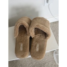 Muk Luks Women's Kirstey Slide Slippers Irish Cream Tan size Large 10 Faux Fur