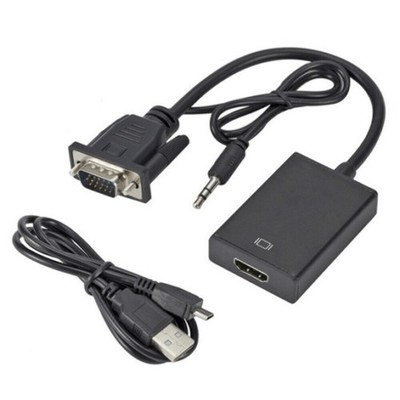 NEW VGA To HDMI Converter 1080P HD Adapter With Audio Cable HDTV PC Laptop TV US