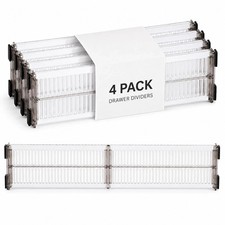 4 Pack Drawer Dividers for Clothes, 10.8"-20'' Adjustable Clear Organizers, E...