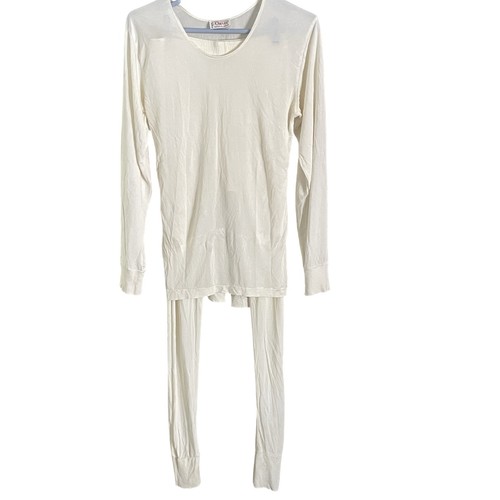 Orvis Base Layer 100% Silk Thermal Set Size XL Shirt and Pants Vintage Ivory