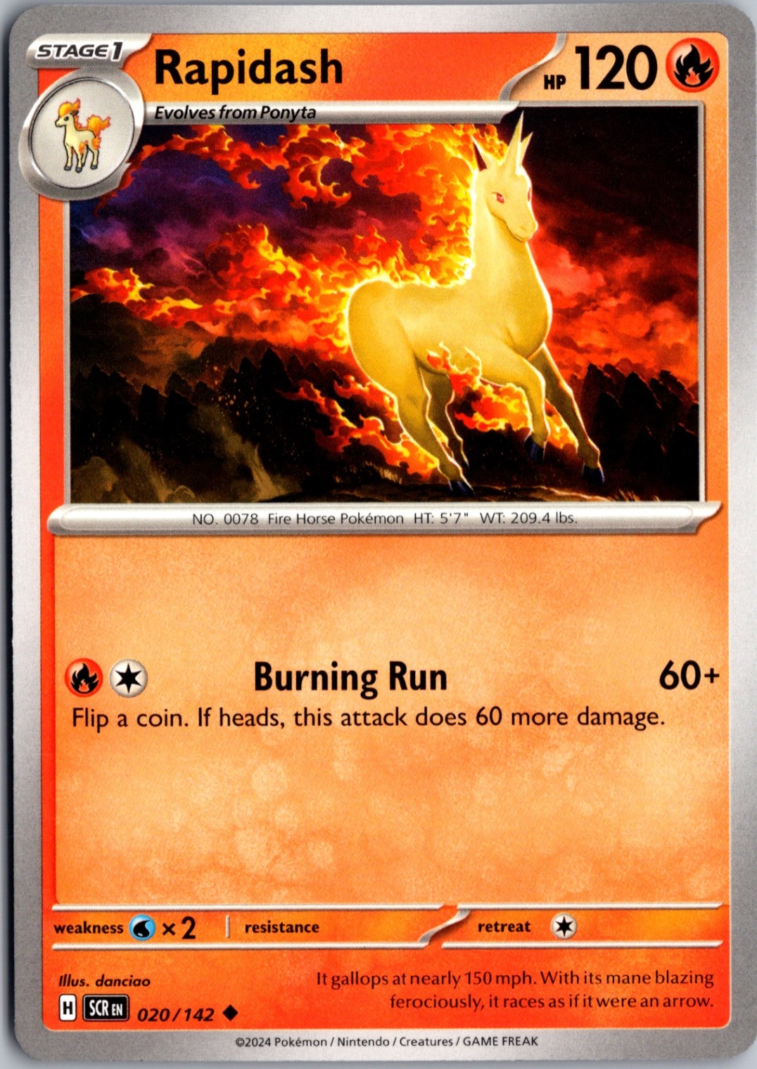 Rapidash Normal Uncommon SV07: Stellar Crown 020/142 NM