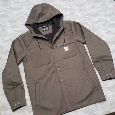 Carhartt Jacket Mens Small Green Rain Defender Snap Hooded Relaxed Fit