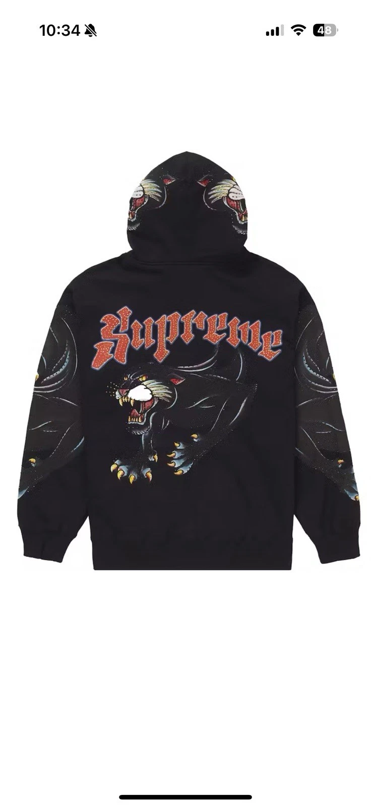 Sweat à capuche zippé Supreme Panther noir taille Medium neuf dans son sac SS21