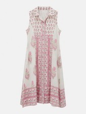 NWT Islapayal Windsor Midi Dress Floral Jaipur Pink Cotton Prairie Boho Luxury