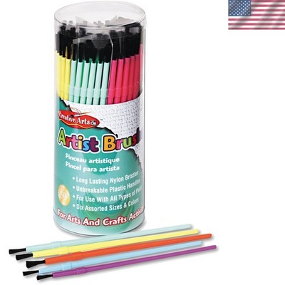Versatile 144-Pack Paint Brushes: Assorted Sizes & Colors for Every Artist