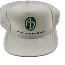 Vintage Air Devices Speedway Trucker Hat White Mesh Snapback Cap Green Logo