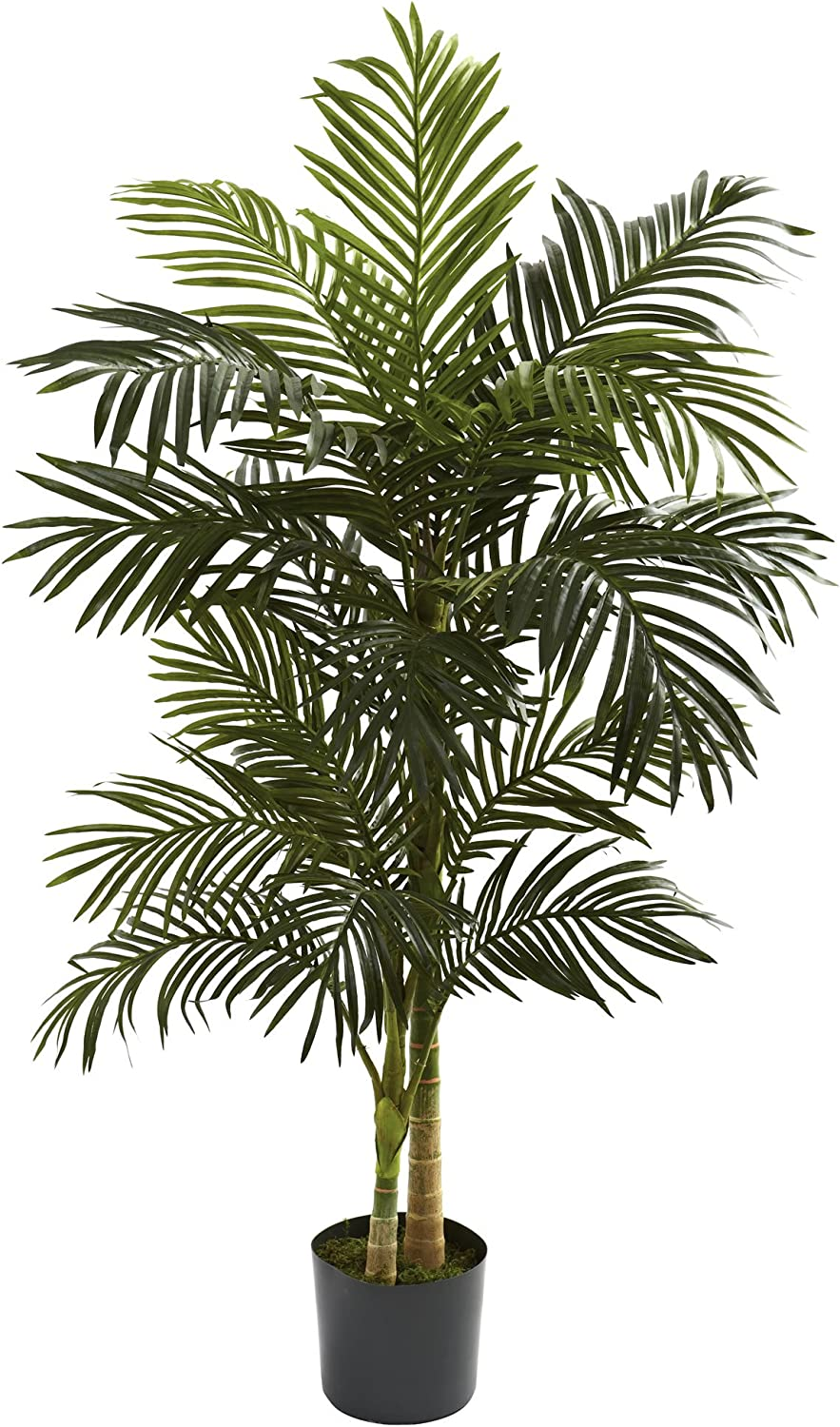 5ft Artificial Golden Cane Palm Tree in Vibrant Green