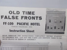 TIMBERLINE MODELS # FF-109 ~ HOTEL FALSE FRONT BUILDING KIT ~HO SCALE