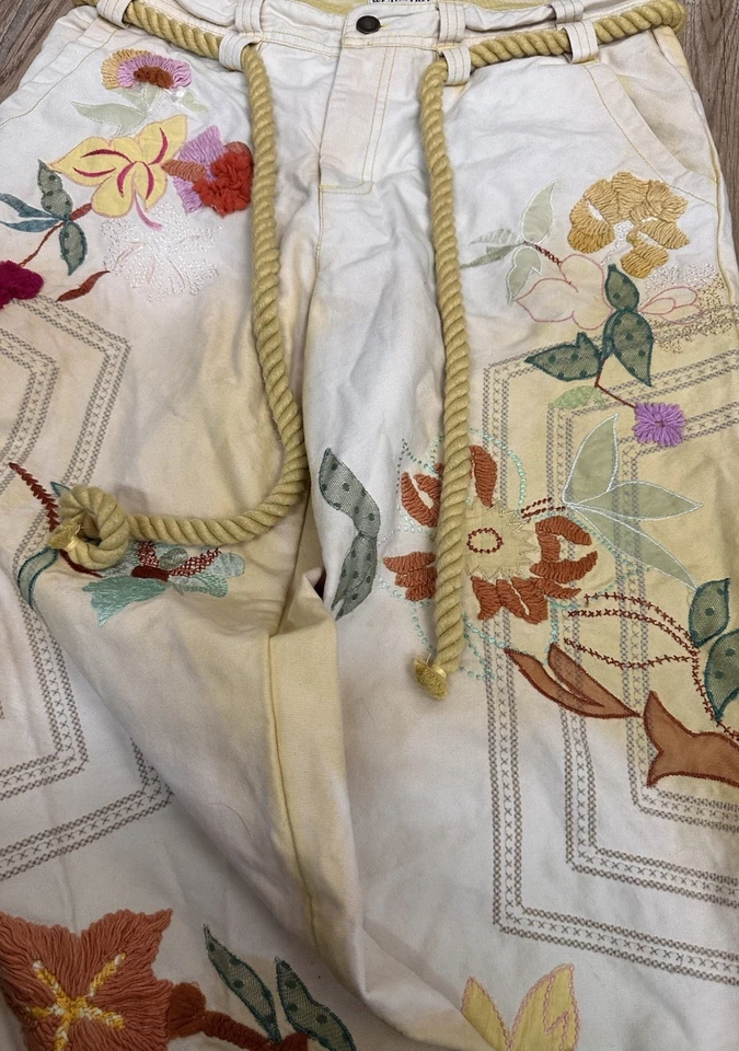 Free People We The Free Electric Sands Embroidered Pants Women’s Size 8 - Image 2 of 4