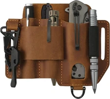 Multitool Belt Sheath, EDC Leather Belt Organizer, Belt Holder with Multitool Po