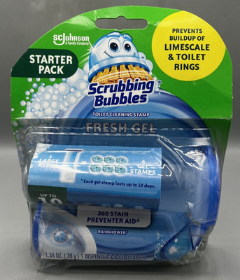 Scrubbing Bubbles Toilet Gel Stamps, Fresh 1.34 Ounce Pack of 1 NEW Damaged Box