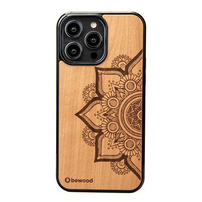 Handyhülle für iPhone 14 Pro Max Bewood Apfelbaum Mandala Holzhülle Case Tasche