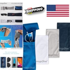 Lightweight Microfiber Eyeglass Pouch with Cleaning Cloth for Travel Home Office
