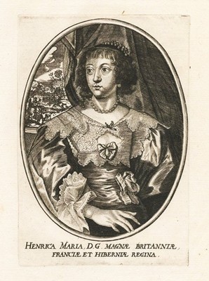 Henrietta Marie of France Queen England Scotland Ireland Portrait engraving 1650